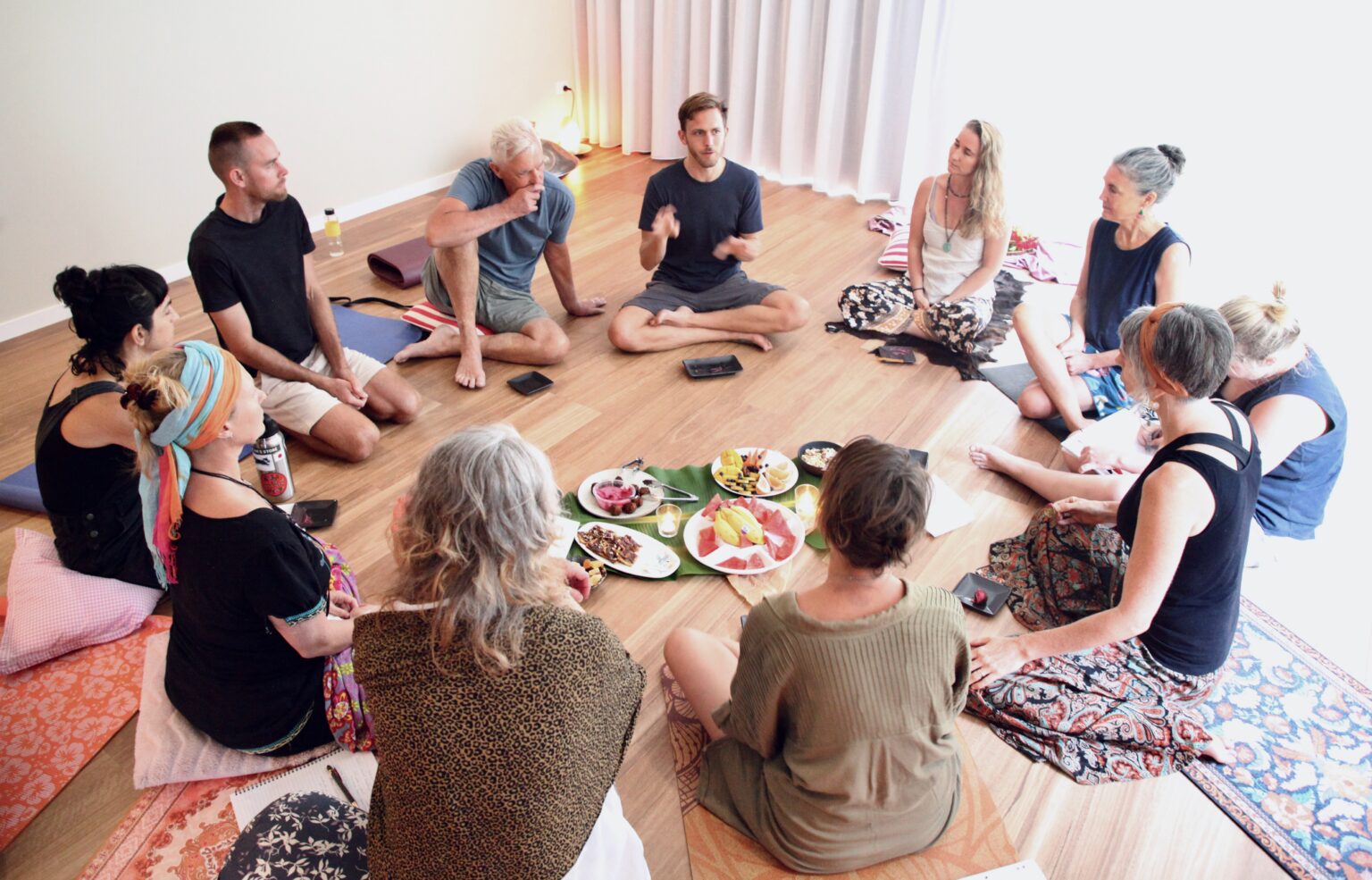 Campbell Will leading a breathwork mentorship group circle