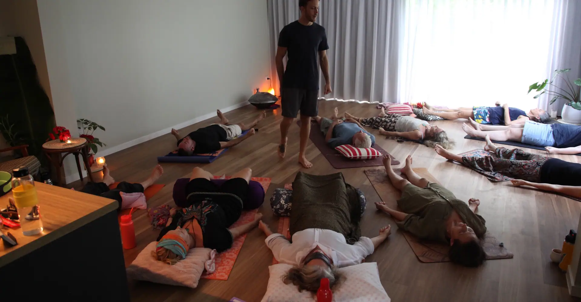 Campbell Will leading a group breathwork session